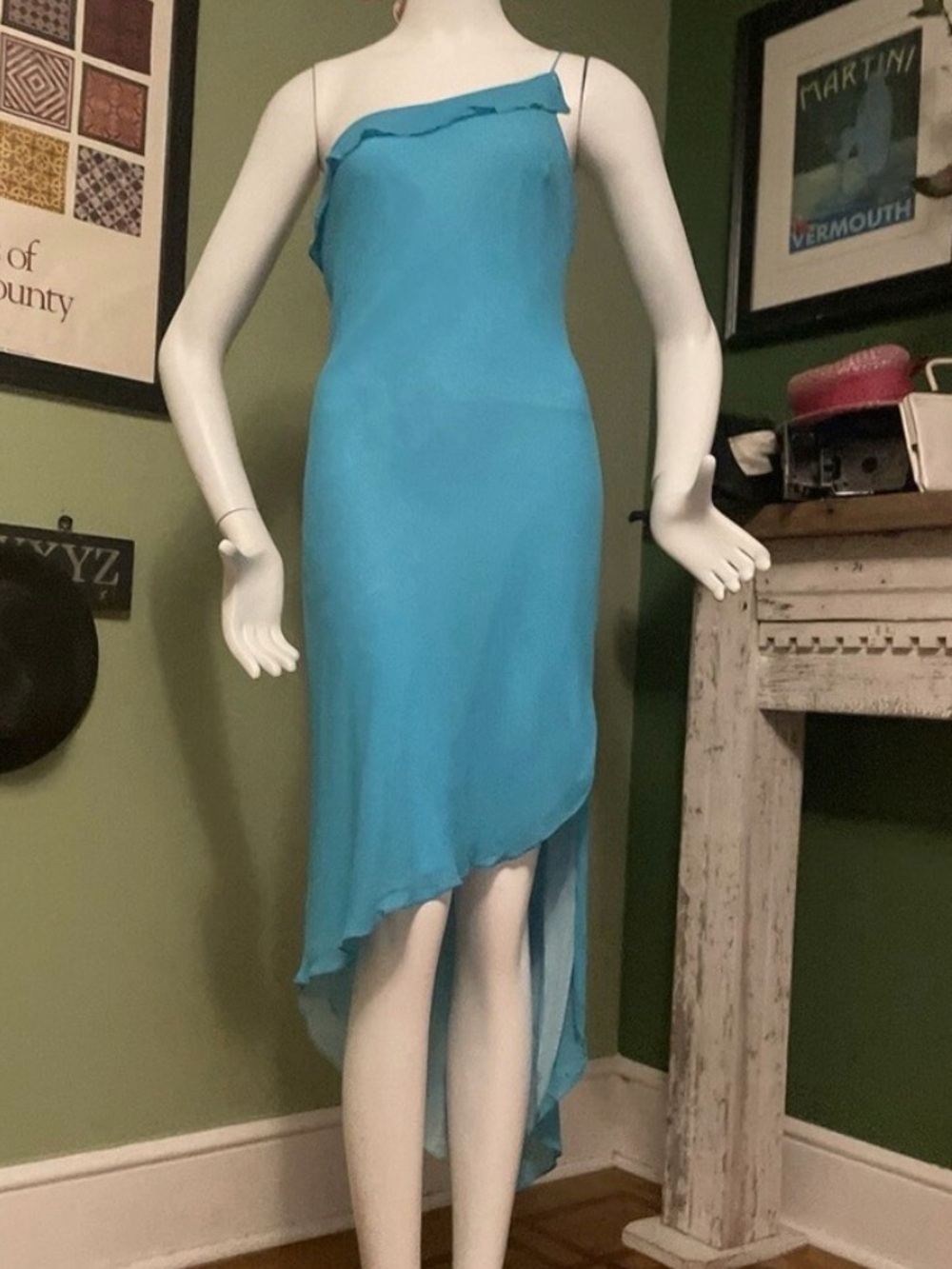 Vintage Silk Express Asymmetric Slip Dress